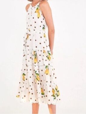 FARM Rio Cashew Dot White Midi Dress size Small